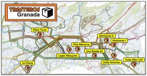 Mapa trasteros de alquiler en Granada
